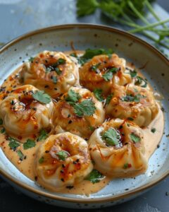 Gourmet Prawn and Chicken Dumplings with Savory Tahini Drizzle 1