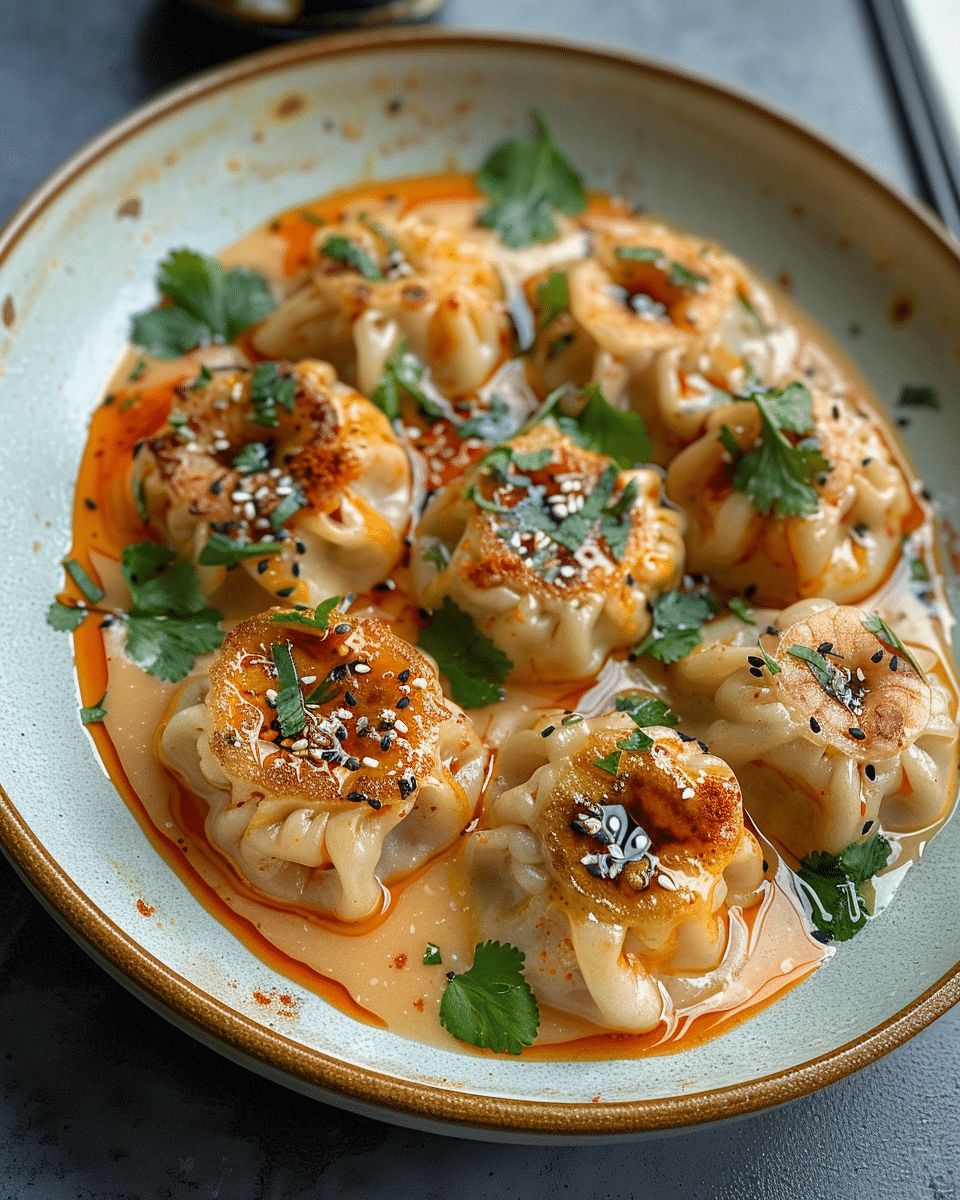 Gourmet Prawn and Chicken Dumplings with Savory Tahini Drizzle step 3