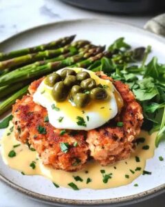 Gourmet Salmon Cakes with Silky Lemon Hollandaise and Grilled Asparagus 1