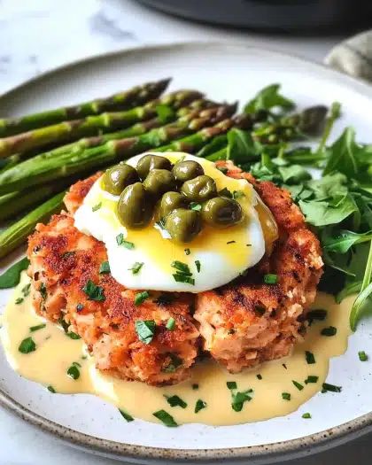 Gourmet Salmon Cakes with Silky Lemon Hollandaise and Grilled Asparagus step 1
