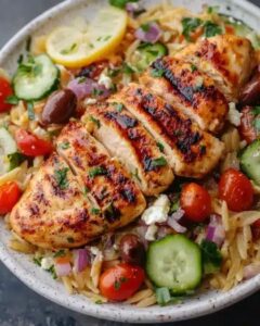 Grilled Lemon Herb Chicken with Greek Orzo Salad: Easy Mediterranean Recipe 1