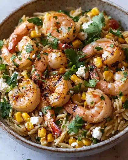 Grilled Shrimp and Orzo Salad with Chili Lime Dressing (Easy & Fresh) step 3