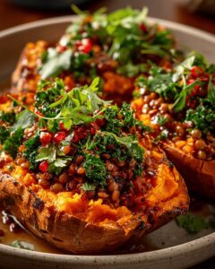 Harissa Coconut Lentils with Roasted Sweet Potatoes: A Creamy, Spicy Comfort Bowl 1