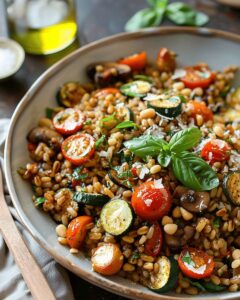 Healthy Farro with Pesto Vegetables: A Quick & Nutritious Mediterranean Meal 1