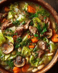 Hearty Lamb, Cabbage, and Mushroom Stew with White Beans | Cook with Feast 1