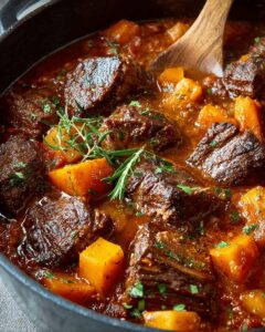 Honey-Braised Beef Short Rib Stew with Butternut Squash and Aromatic Herbs 1