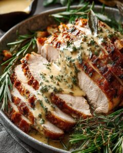 Juicy Herb-Roasted Turkey Breast with Garlic Rosemary Cream Sauce 1