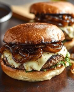 Juicy Turkey Burgers with Balsamic Caramelized Onions and Provolone 1
