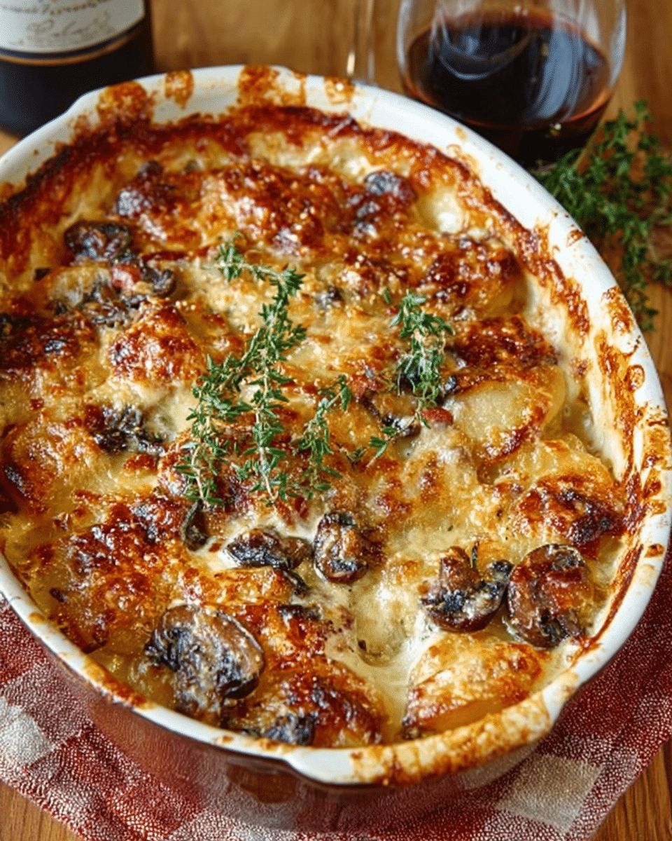 Luxurious Creamy Porcini Mushroom & Gruyère Potato Gratin Recipe step 1