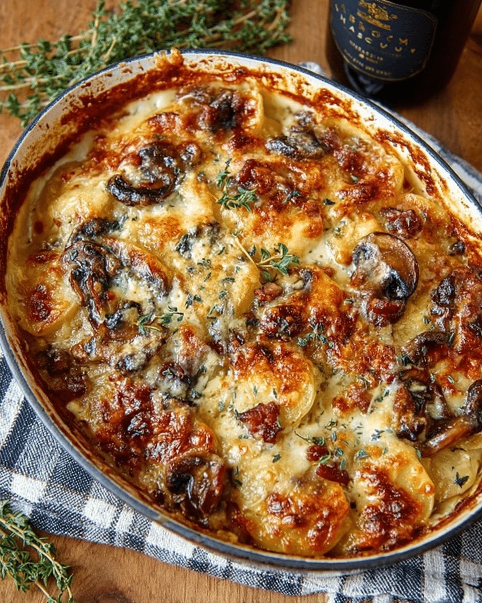 Luxurious Creamy Porcini Mushroom & Gruyère Potato Gratin Recipe step 4