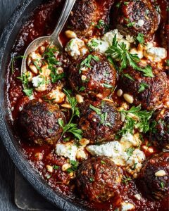 Mediterranean Lamb & Beef Meatballs in Spiced Tomato-Mushroom Sauce 1