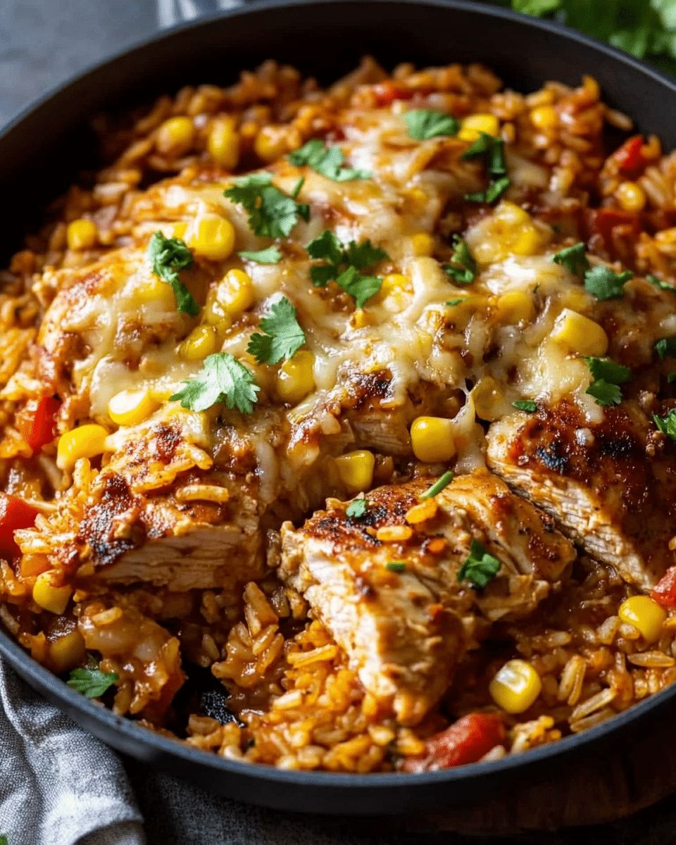 One-Pan Easy Chicken and Rice Skillet with Corn and Spices step 2