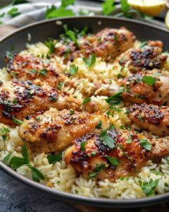 One-Pan Garlic Butter Chicken with Creamy Parmesan Rice 1