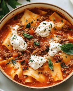 One-Pot Creamy Lasagna Soup with Whipped Ricotta Topping (Easy & Cozy) 1