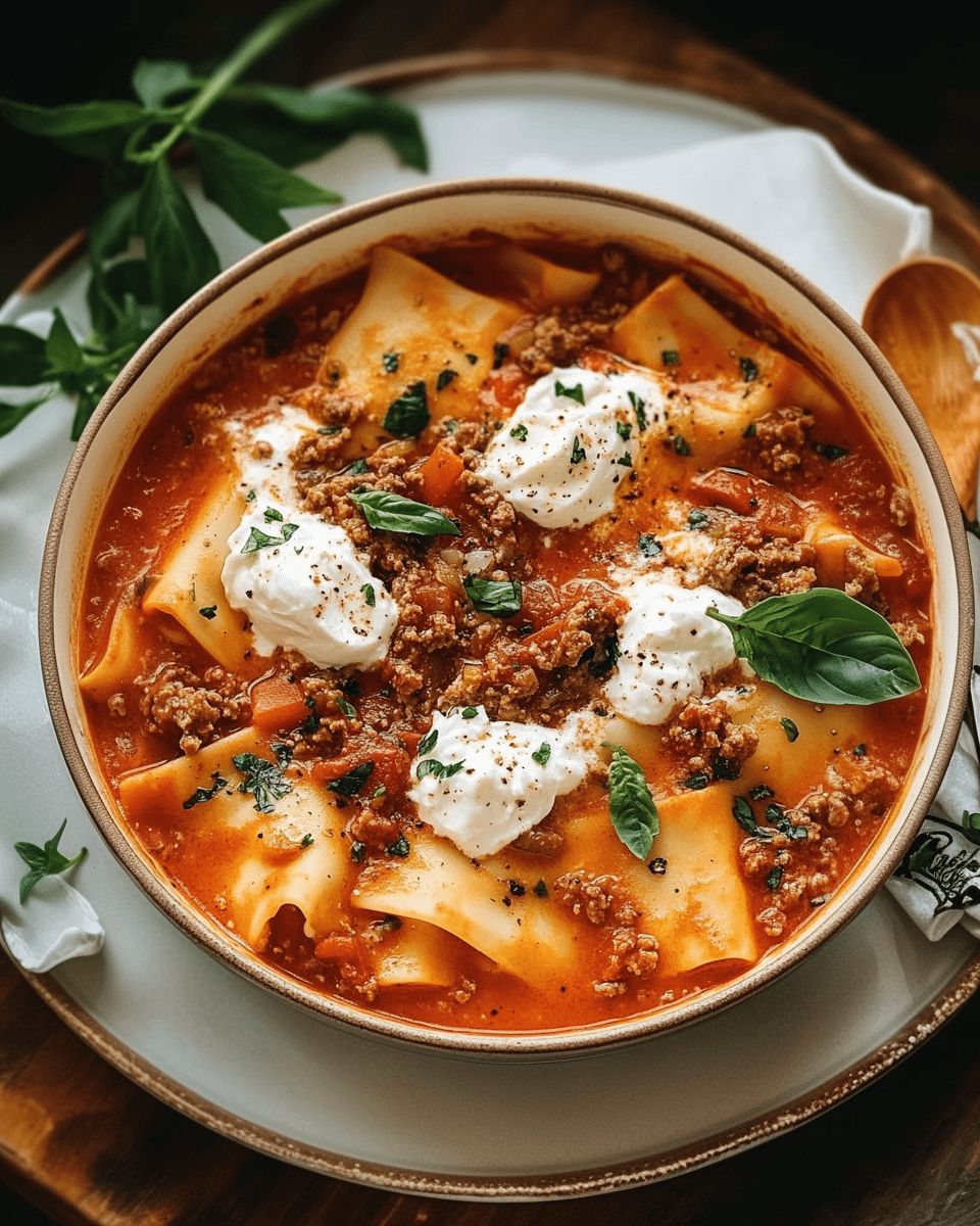 One-Pot Creamy Lasagna Soup with Whipped Ricotta Topping (Easy & Cozy) step 3