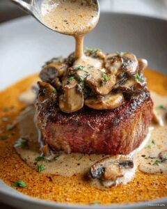 Pan-Seared Filet Mignon with Creamy Mushroom Shallot Sauce 1