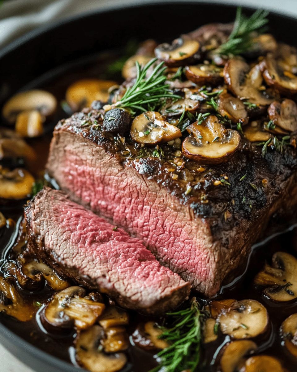 Perfectly Seared Rib Eye Roast with Garlic Rosemary Mushroom Sauce step 5