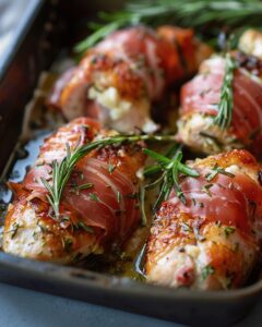 Prosciutto-Wrapped Goat Cheese Stuffed Chicken with Rosemary 1