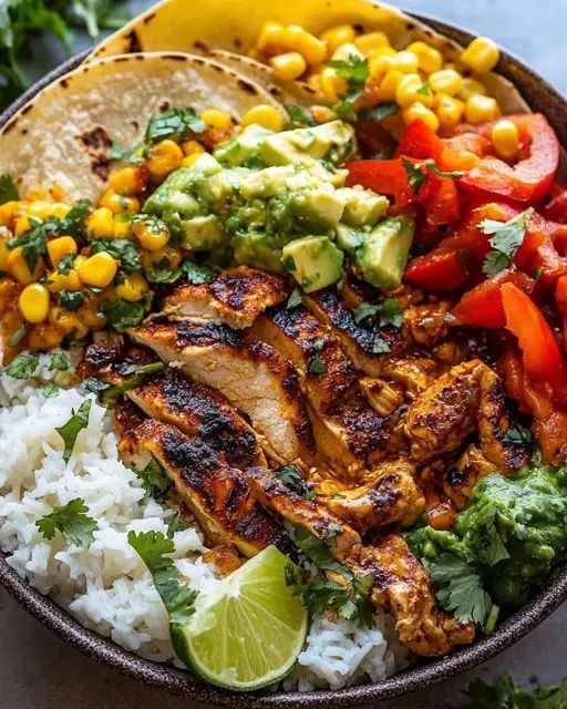 Quick & Easy Chicken and Rice Burrito Bowls with Cilantro Lime Vinaigrette step 2