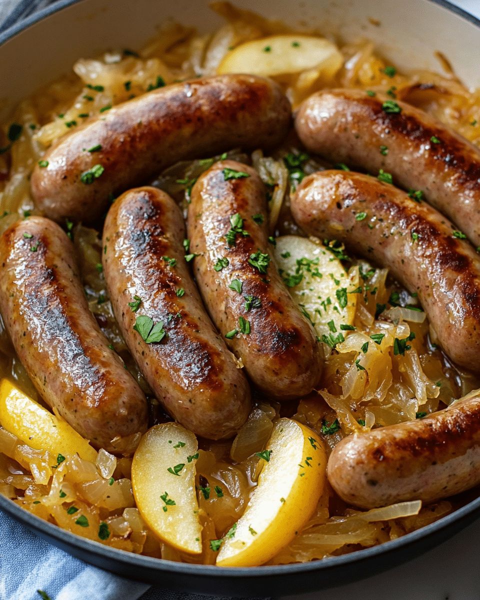 Skillet Bratwurst with Sauerkraut, Apples, and Onions: The Ultimate One-Pan Comfort Meal step 1