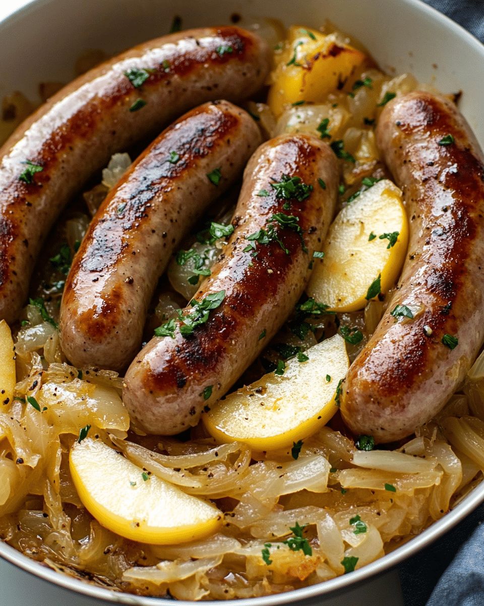 Skillet Bratwurst with Sauerkraut, Apples, and Onions: The Ultimate One-Pan Comfort Meal step 2