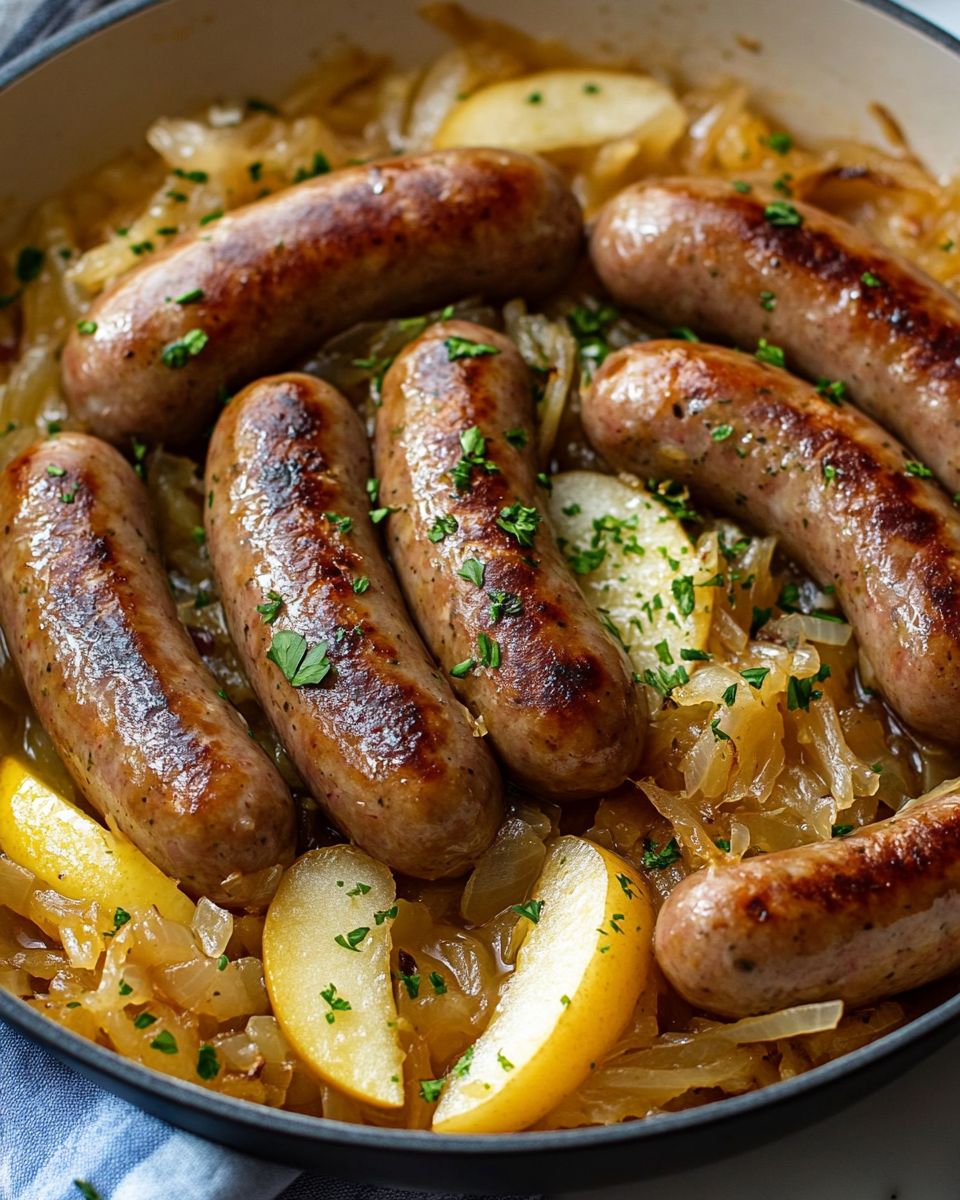 Skillet Bratwurst with Sauerkraut, Apples, and Onions: The Ultimate One-Pan Comfort Meal step 4