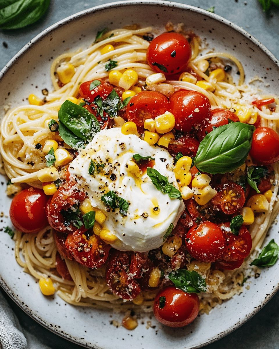 The Ultimate Creamy Burrata Pasta with Roasted Tomatoes and Sweet Corn step 2