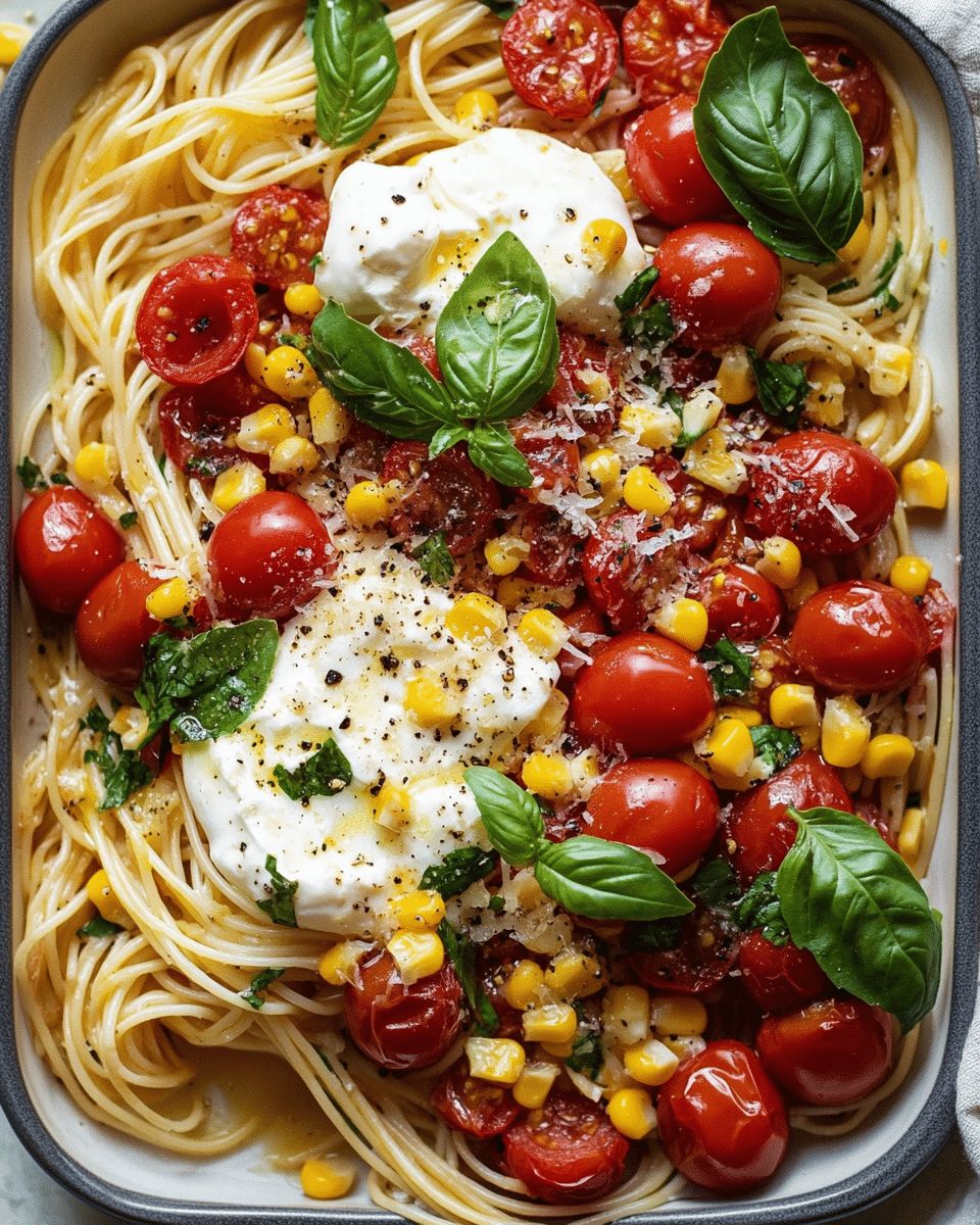 The Ultimate Creamy Burrata Pasta with Roasted Tomatoes and Sweet Corn step 5