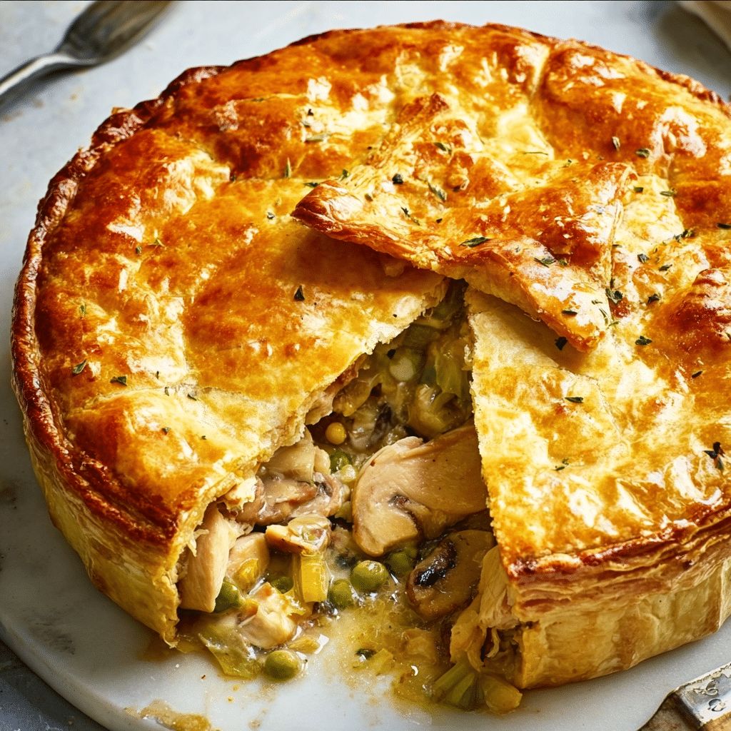 The Ultimate Creamy Chicken, Mushroom, and Vegetable Pie with Flaky Pastry step 6