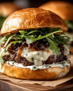 Ultimate Caramelized Onion and Garlic Burger with Creamy Herb Sauce 1