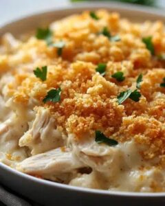 Ultimate Creamy Chicken Casserole with Ritz Cracker Topping 1