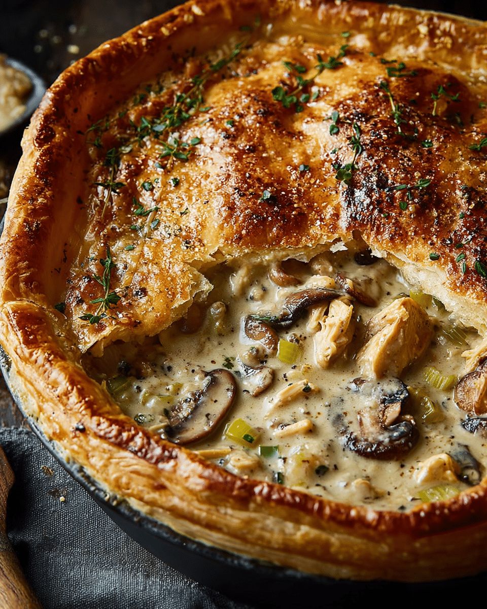 Ultimate Creamy Chicken Mushroom and Leek Puff Pastry Pie Recipe step 5