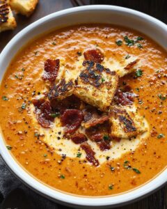 Ultimate Creamy Tomato Bisque with Grilled Cheese Croutons 1