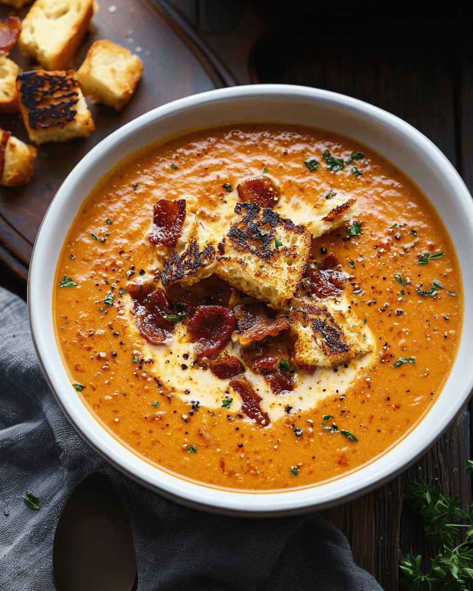 Ultimate Creamy Tomato Bisque with Grilled Cheese Croutons step 3