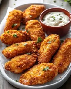 Ultimate Crispy Baked Hot Chicken Tenders with Homemade Ranch Dip 1
