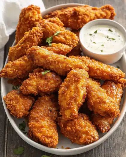 Ultimate Crispy Baked Hot Chicken Tenders with Homemade Ranch Dip step 3