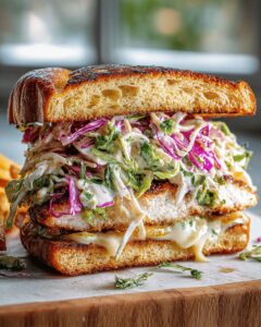 Ultimate Crispy Mozzarella Chicken Sandwich with Tangy Banana Pepper Slaw 1