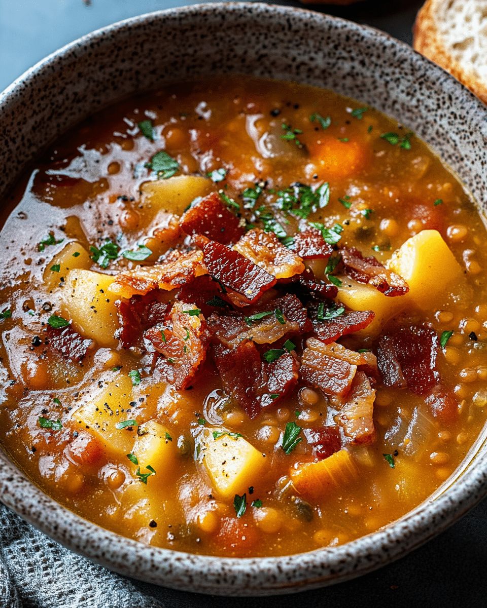 Ultimate Hearty Lentil Soup with Smoky Bacon and Fresh Vegetables step 2
