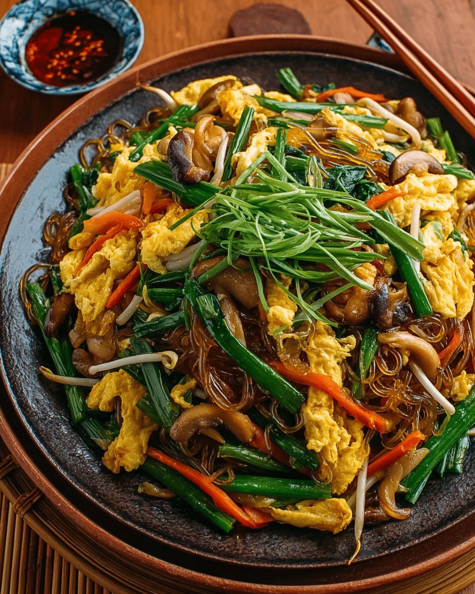 Easy Mushroom and Egg Stir-Fried Sweet Potato Noodles Recipe step 2