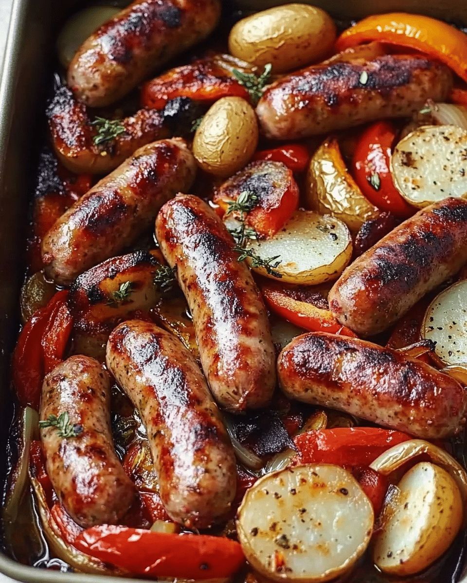 Easy One-Pan Roasted Sausages with Peppers, Onions, and Potatoes step 2
