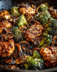 Easy Pomegranate Ginger Chicken with Roasted Broccoli & Mushrooms 1