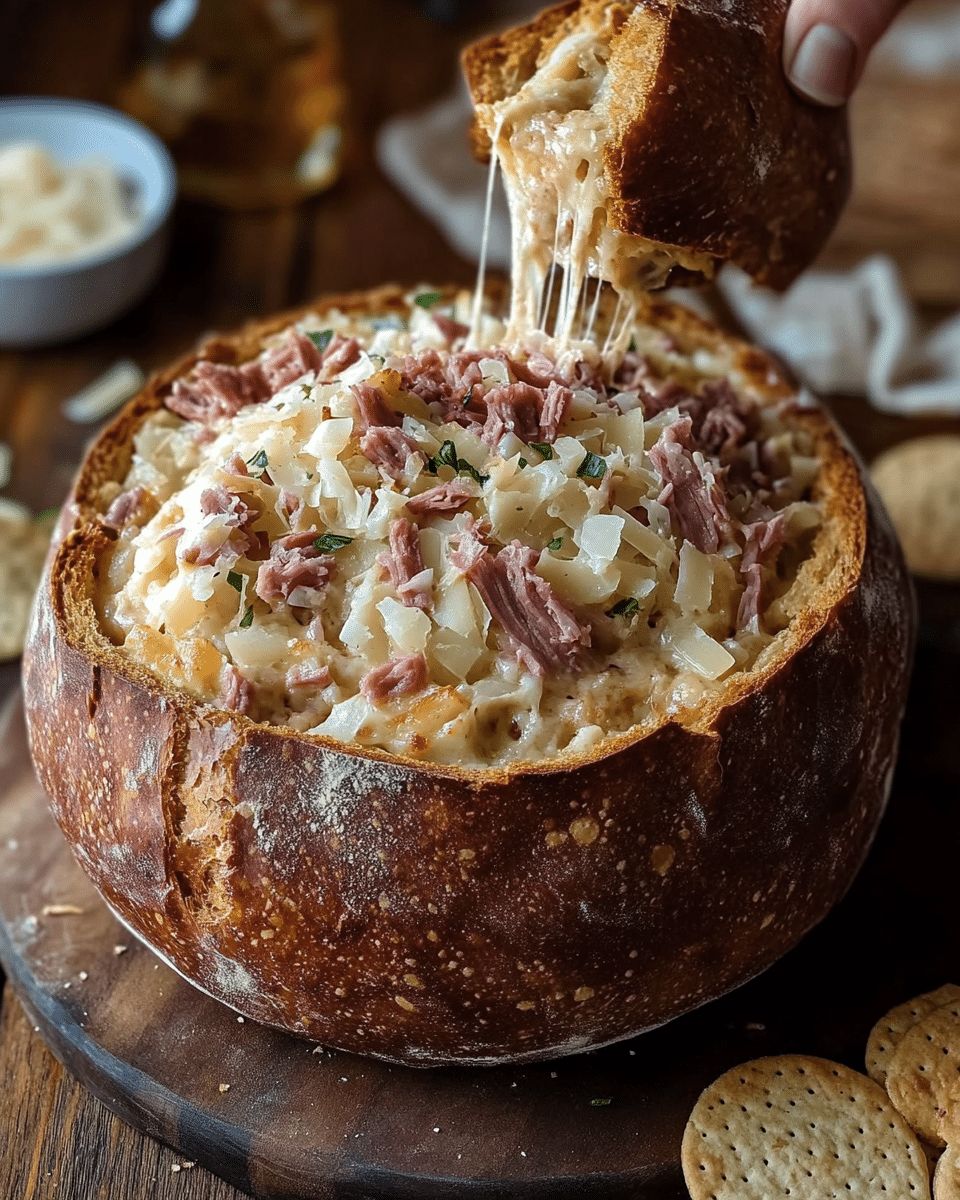Easy Reuben Dip in a Rye Bread Bowl Recipe | Cook with Feast step 6