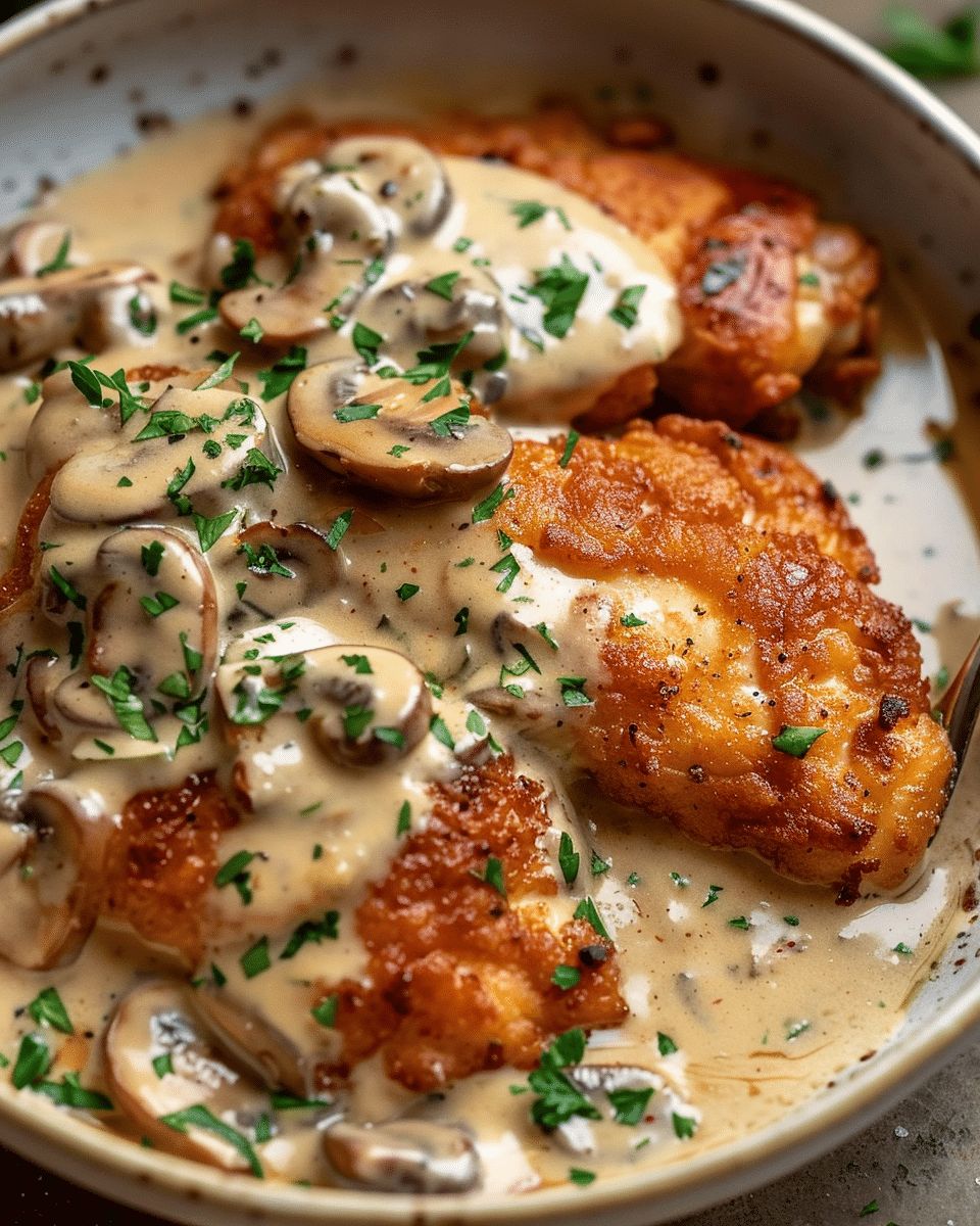 Golden Crispy Chicken with Parmesan Mushroom Sauce Recipe step 4