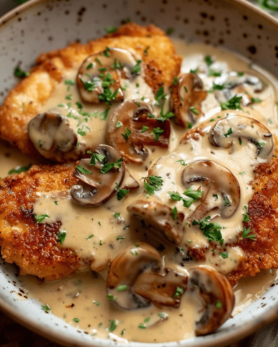 Golden Crispy Chicken with Parmesan Mushroom Sauce Recipe step 6