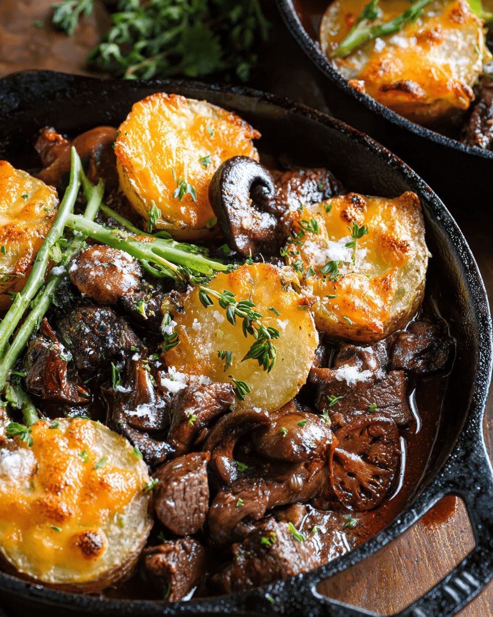 Hearty Beef, Mushroom, and Potato Bake Recipe | Cook with Feast step 4