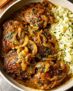 Lemon Dijon Chicken Thighs with Caramelized Onions | Cook With Feast 1