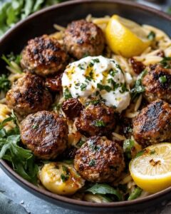 Lemon Herb Meatballs with Orzo and Whipped Feta (One-Pan Recipe) 1