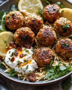 Lemon Herb Meatballs with Orzo and Whipped Feta: The Ultimate Fresh Mediterranean Dinner 1