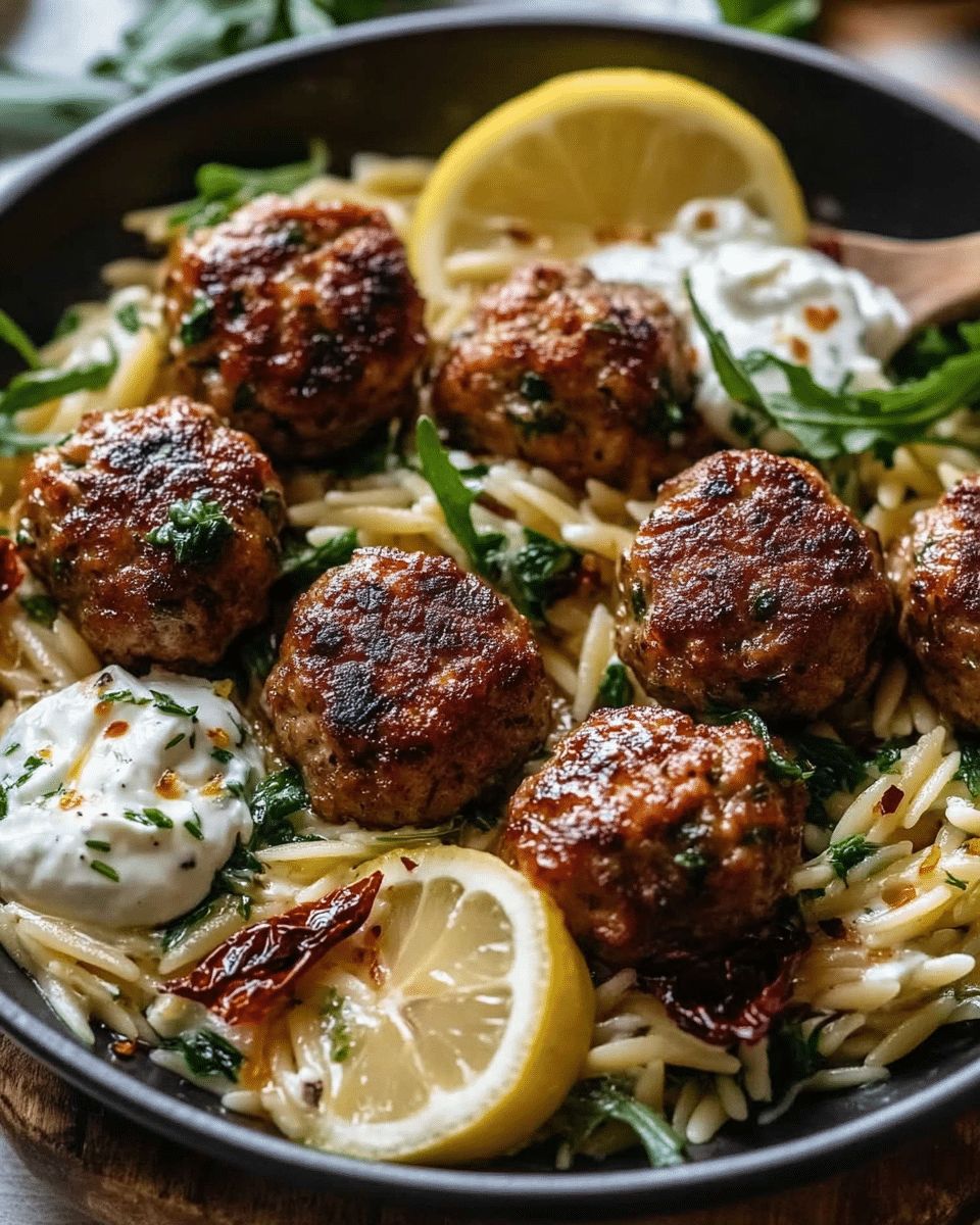 Lemon Herb Meatballs with Orzo and Whipped Feta: The Ultimate Fresh Mediterranean Dinner step 2
