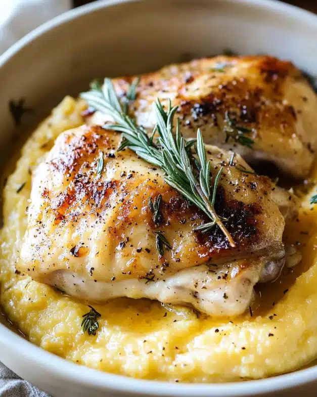 Lemon Rosemary Chicken Thighs with Creamy Cacio e Pepe Polenta: The Ultimate Comfort Food step 4